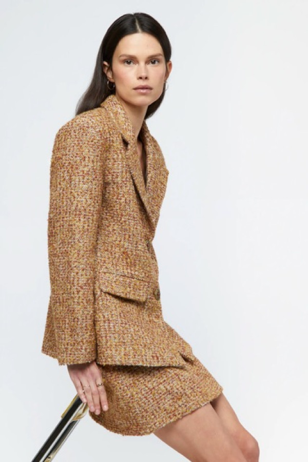 OVERSIZED TWEED BLAZER AND SKIRT